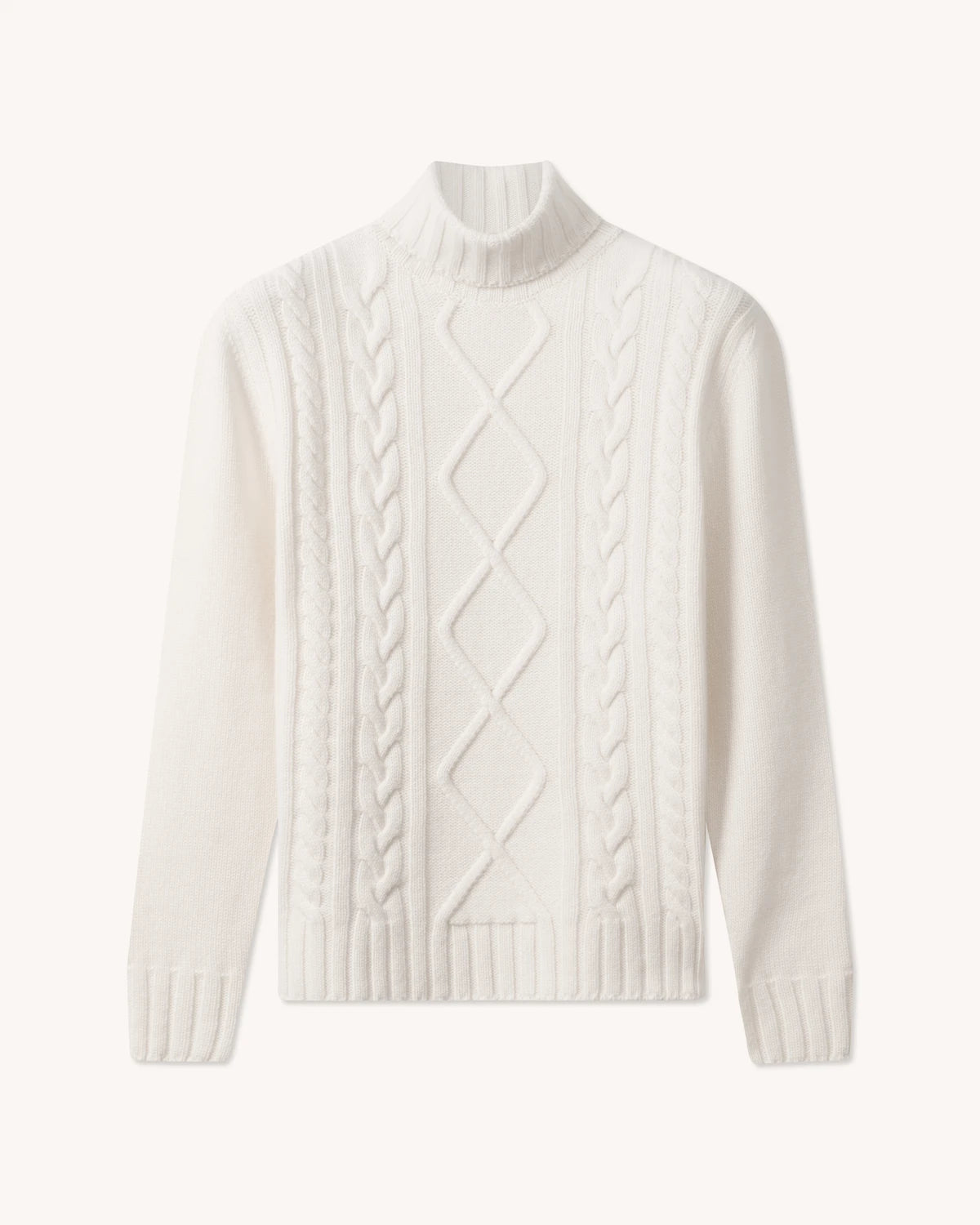 Cable Knit White - The Cashmere Collection