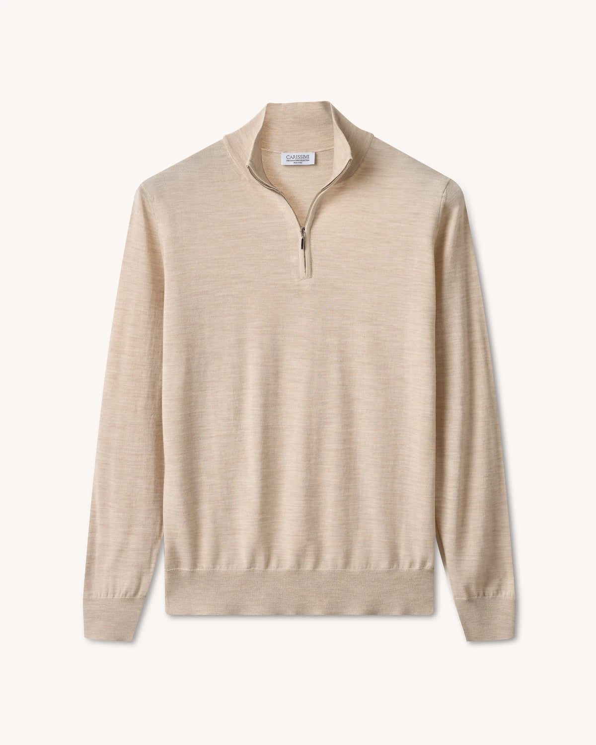 Men's Beige Ultrafine Half-Zip Sweater Signature Collection Carissimi